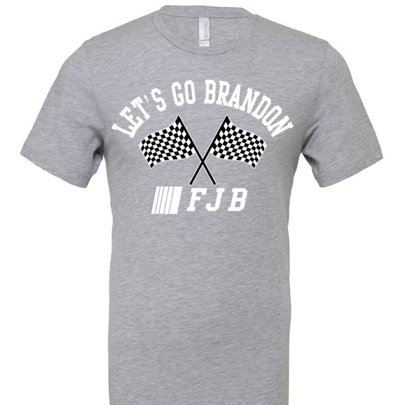Let's Go Brandon Racing Flags FJB T-shirt Racing Stripes #FJB Nascar - Picture 3 of 3